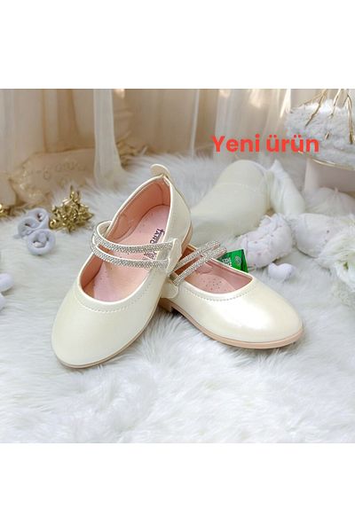 PATİK BEBE Girl's Cream Color Orthopedic Sole Stylish Ballerinas