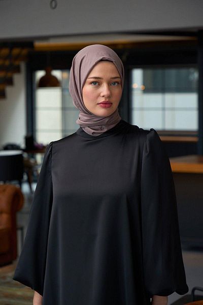 İpekhan Plain Pattern Voile Shawl Mink Voile Silk Shawl - 9800-41