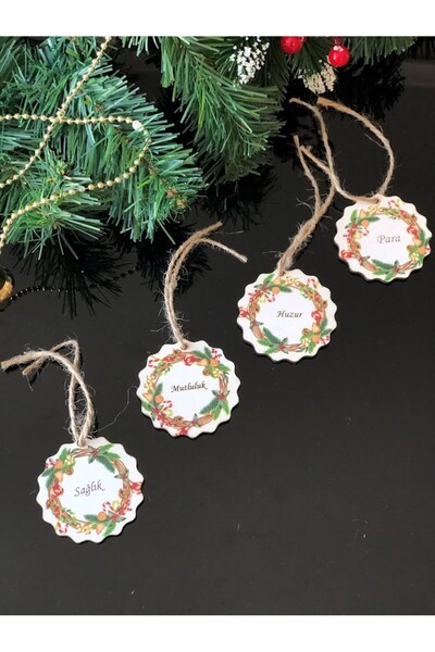 Masalsı Concept 4 Adet Ahşap Yılbaşı Özel Desenli Para Sağlık Huzur Mutluluk ...
