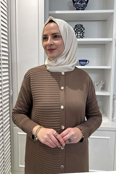 Rabia Şamlı Ζακέτα πλεκτό καφέ Magnolia Milk
