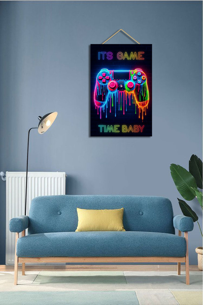 VAVDESİGN Oyuncu GAMER Oyun Odası Oyun Zamanı Genç Odası Ahşap Tablo