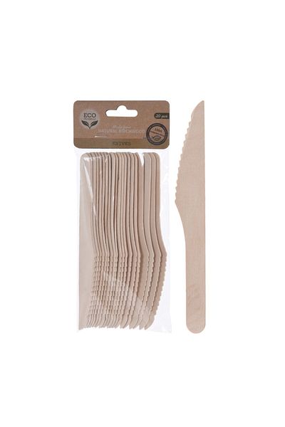 abnturk Disposable Nature Transformed Wooden Knife 24 Pcs