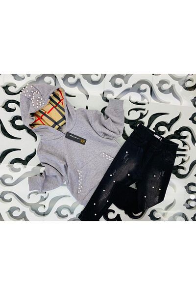 Marka Sensin Kids Girl's Double Suit with Pearl Sweat Jeans
