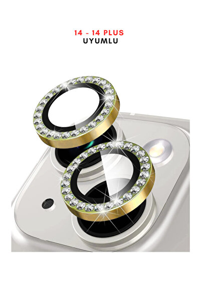 innovicase İphone 14 / 14 Plus Uyumlu Taşlı Kamera Lens Koruyucu