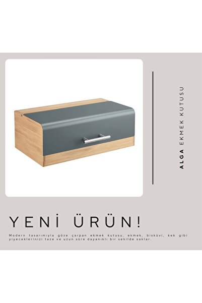 AROW Alga Gri Bambulu Metal Ekmek Dolabı