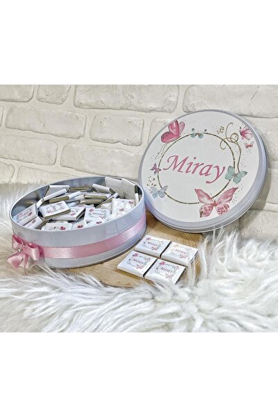 Angel Gift Chocolate 100 Adet Isme Özel Kelebek Temalı Hoşgeldin Kız Bebek He...
