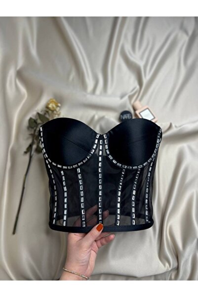 Metay Design مشد شفاف مصنوع من الحجر بالكامل موديل بوستير حجري - أسود