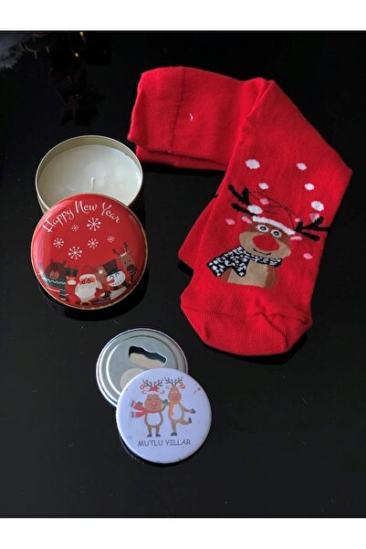 Desenor Concept Коледна тематична новогодишна подаръчна свещ Специална тематична отварачка и новогодишен чорап