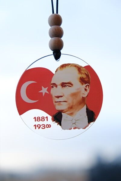 Balkhoon Türk Bayrağı ve Atatürk Portresi Dikiz Aynası Süsü Araba Süsü Hediye...