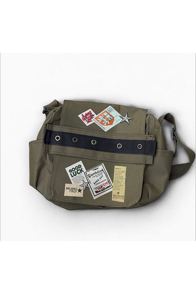 Aesthia Τσάντα Messenger με στάμπα Khaki Patch Y2k