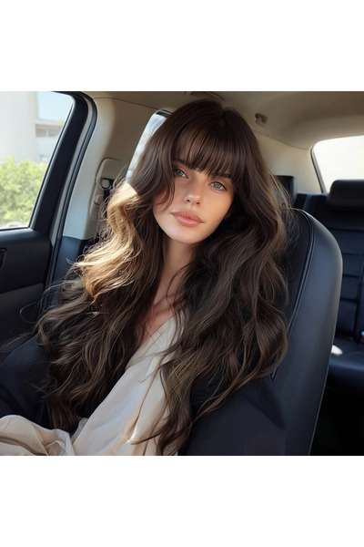 Fenomen Peruk Luxury Kumral Perçemli Dalgalı - Gerçek Saç Dokusunda Peruk