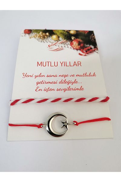 MİNİK ADIMLAR Little Steps Red Parachute and Martenchash Drawstring Gold Moon Star Bracelet