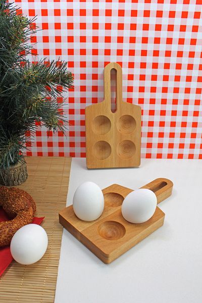 Teknofors Set of 2 4 Wooden Ellipse Egg Holders - 100% Beech Wood