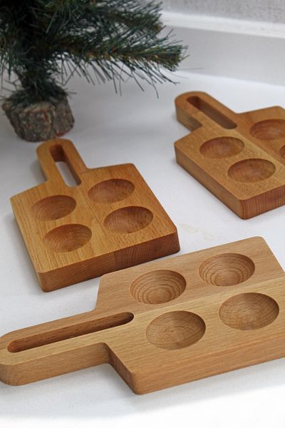 Teknofors 4-Piece Ellipse Egg Cup Set - 100% Beech Wood