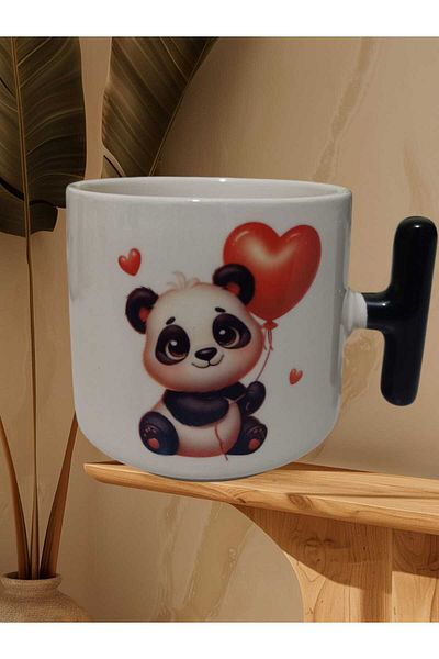 GameFruy Cute Heart Panda Double Sided Printed t Mug Cup (White t)