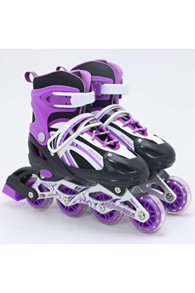 Oyuncakhane Purple Color Lighted Kids Skates Adjustable Practice Skates