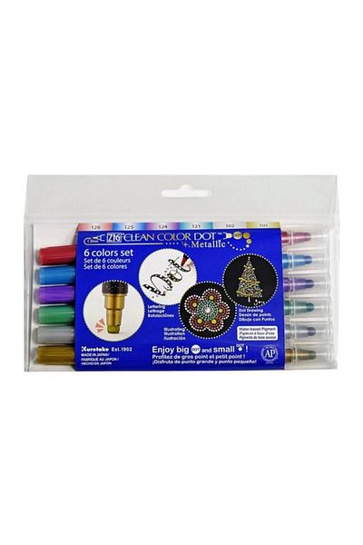 Zig Clean Color Dot Mandala Pen Metallic 6 Color Set