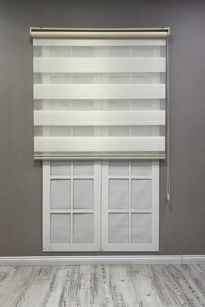 mep mekanik Zebra Stor Perde Geniş Plise Güneşlik Perde Krem