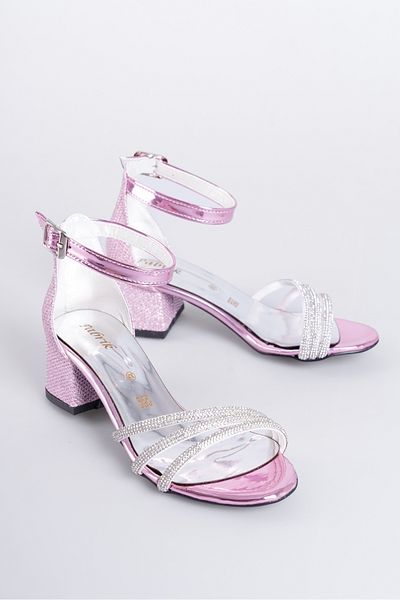 Pabrik Pantofi cu toc pentru fete cu sclipici roz Three Stones