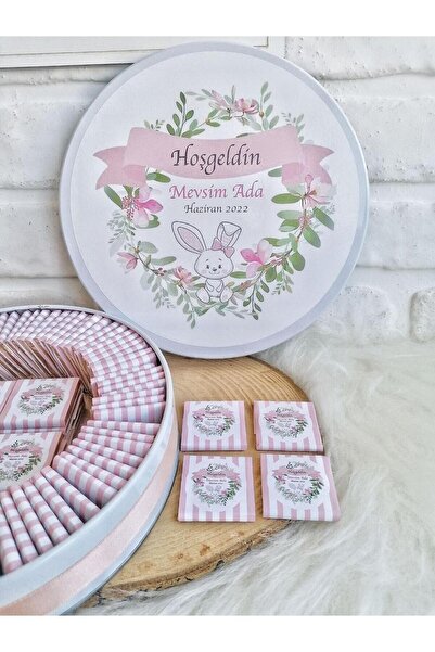 Angel Gift Chocolate 50 Adet Isme Özel Tavşan Temalı Hediyelik Kız Bebek Hoşg...