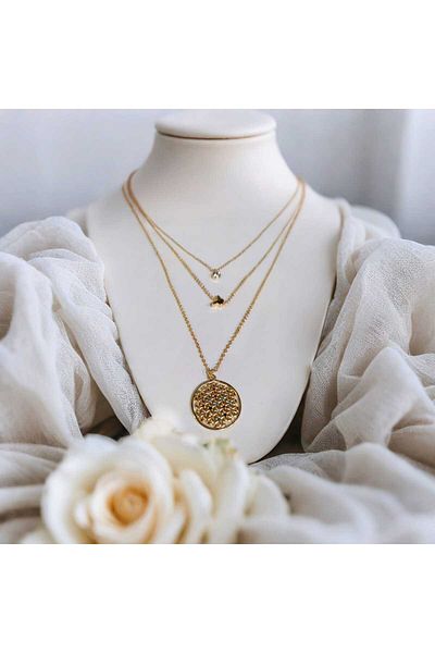 MR Multi-Zircon Stone Flower of Life Necklace