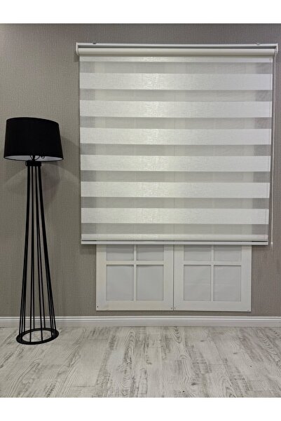 mep mekanik Delüks Zebra Stor Perde Geniş Plise Beyaz