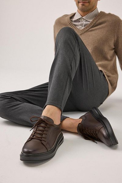 Yaya by Hotiç Braune Herren-Freizeitschuhe aus echtem Leder