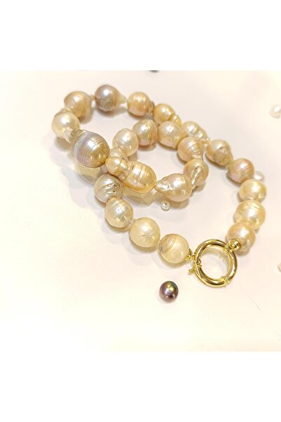 Altınofisi Gemici Kilitli Barok İnci Gerdanlık Kolye 14 Ayar Altın HD VİDEOLU