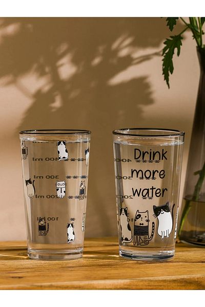 LC Waikiki Black Animal Printed Glass Glass 2 Pack 570 ml