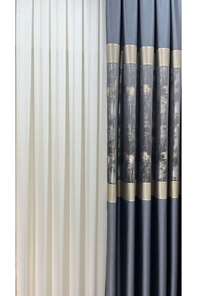 Tuğba Mefruşat Parlak gramajlı dökümlü 1/3 sık pile tül perde