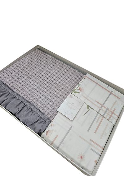 KÜBRAHOME'S Monica Cotton 4 Piece Printed Pique Set - Purple