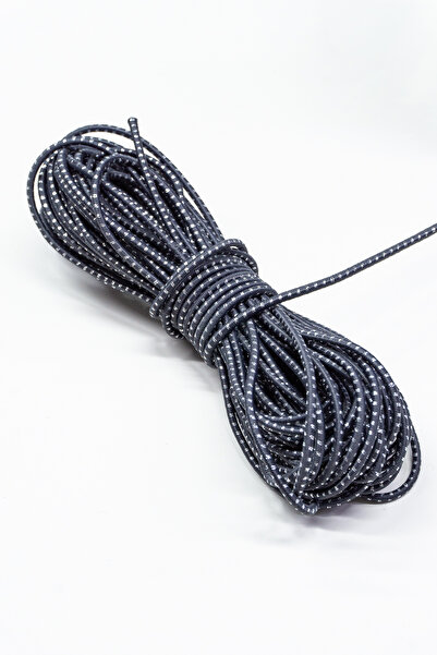 Dokumarkt Yuvarlak Puantiye Simli Lastik Bağ İpi - Lüks Dekoratif Lastik Kordon - Aksesuar Lastiği - 10 Metre