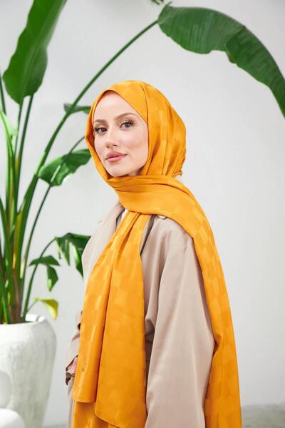 İpekhan Νέο μοτίβο σκακιέρας μεταξένιο ζακάρ σάλι καφέ 9007-11