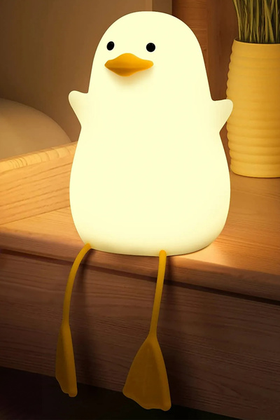 Chermik Çocuk Bebek Odası Civciv Gece Lambası LED Işıklı Sevimli Figürlü Dokunmatik Silikon Pet Şarjlı