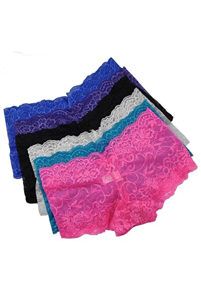FLU UNDERWEAR Dantelli Şort Boxer Kadın Külot 4'lü