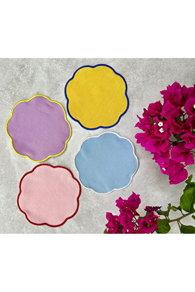 Vivas Colorful Embroidery Coffee Presentation Napkin 4 Pcs