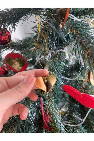 Mini Tasarım Atölyem مجموعة من 12 زخرفة شجرة عيد الميلاد على شكل قلب من زجاج ...