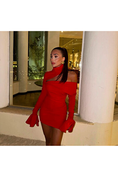 İambabydesign kırmızı uzun kollu elbise