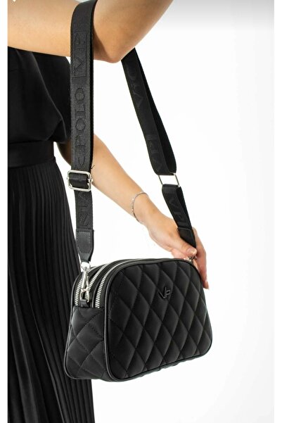 VİCTORİA POLO Γυναικεία μαύρη τσάντα ώμου 5 θέσεων