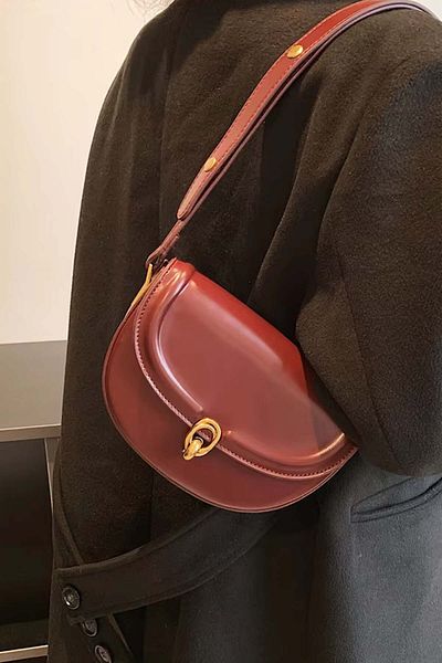 Lifonbag Women's Lock Detailed Adjustable Cross Strap Stylish Retro Small Size Postman Shoulder Bag