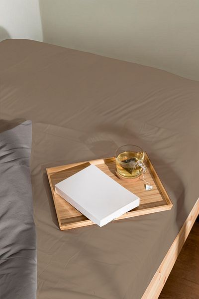 PureText Purecomfort Double Natural Cotton Sheet Set - Elastic, High Height 35 Cm, Almond