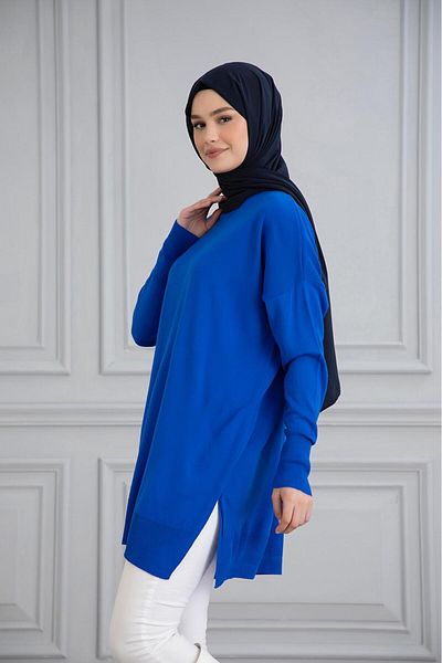 Gülce moda TUNICĂ DE tricotaje LĂSATE OVERSIZE MERSERIZATĂ SUBȚIRE