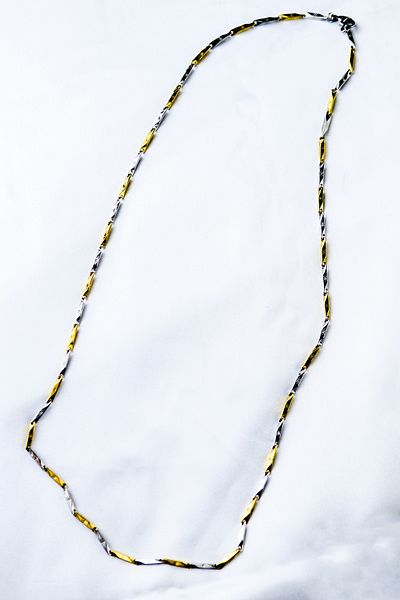 Store Gold and Silver Color Chain Detail Steel Necklace
