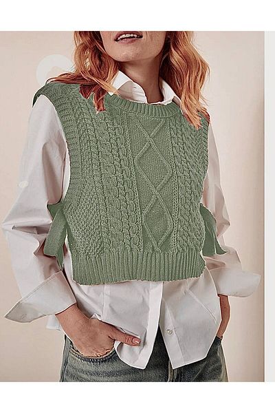 MODA MHE MODA MH NEW SEASON SUEVETER WITH SIDE COMBINATION SHEET KNITTING DETAIL