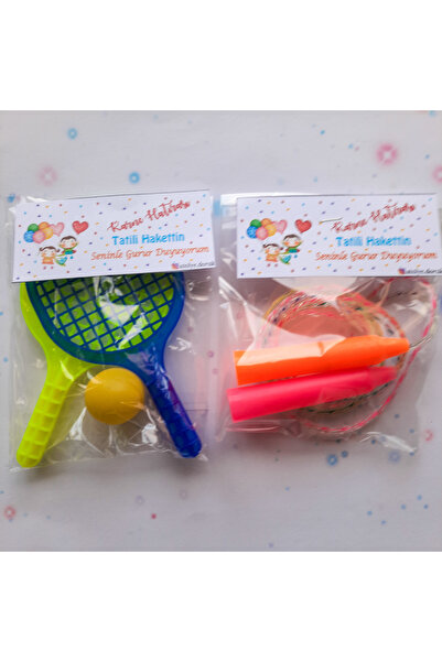 Atolye Doruk 6 PAKET (TOPLAM) Karne Hediyelik Atlama İpi-Plastik Tenis Raketi-Yarıyıl Hediyesi-Kreş-Okul Öğrenci