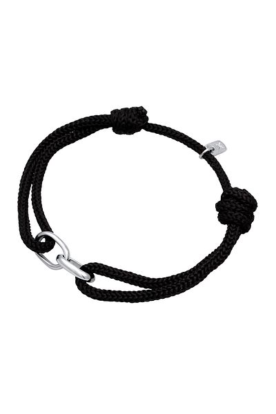 KUZZOI Náramek Pánské Links Oválný S Nylonem V 925 Sterling Silver