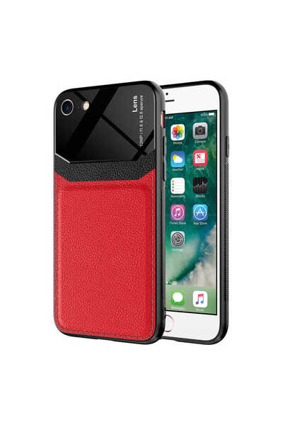 halkhouse İphone SE Kılıf Suni Deri Sert Silikon Şık Lüks Emiks Kapak