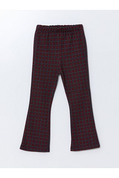 LC Waikiki Lcw Kids Red Elastic Waist Plaid Girls' Leggings