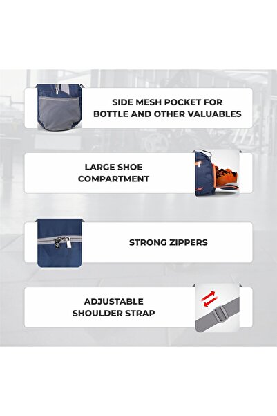 Nivia Sports Polyester Space Bag | Navy Blue/orange | Durable & Spacious | Ideal For Sports And Travel