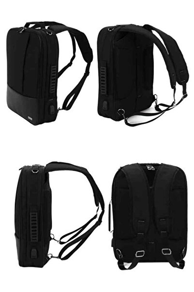 Case Club 1408 Usb Aparatlı 17 inç Laptop Evrak Sırt Çantası Su Geçirmez Mat Destekli  Omuz Askılı